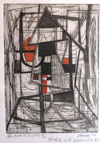 The Barn at Bolton, 1952 — etching
