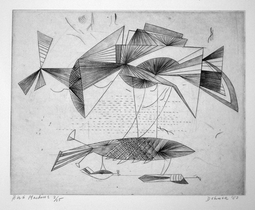Bird Machine #2, 1953 — etching
